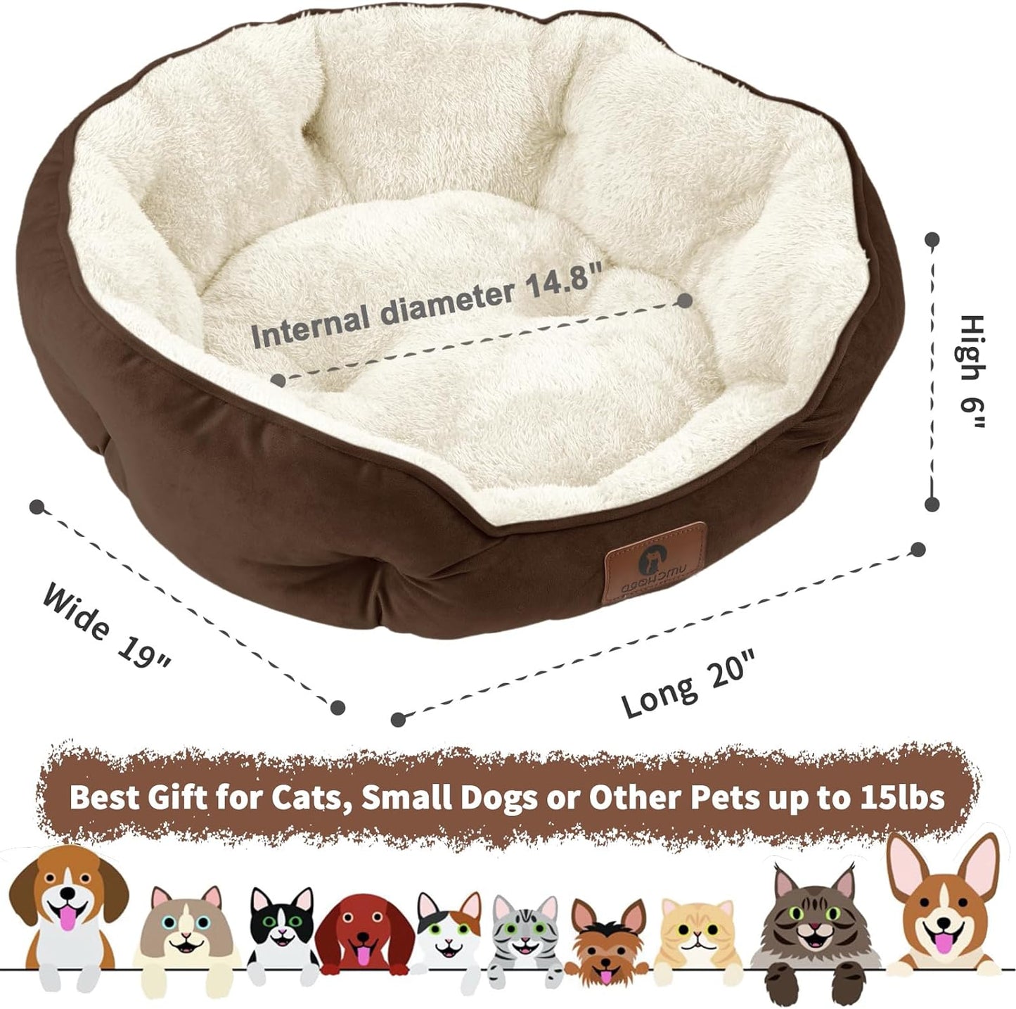 Small Dog Bed  for Indoor Cats, Pet Bed for Puppy and Kitty, 